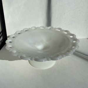 Anchor Hocking Milk Glass Old Colony Lace Compote/Serving
